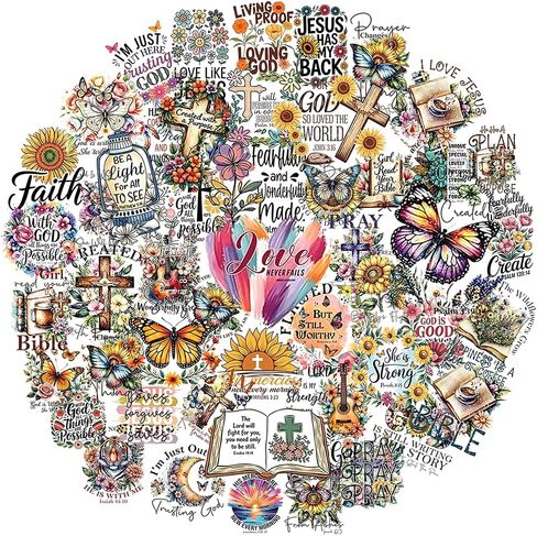 54PCS Christian Faith Stickers | Bible Verse & Inspiration Quotes | Waterproof Scrapbook Stickers for Prayer Boards, Vision Board, Journaling, Phonecase,Notebook,Water Bottle... in Kuwait
