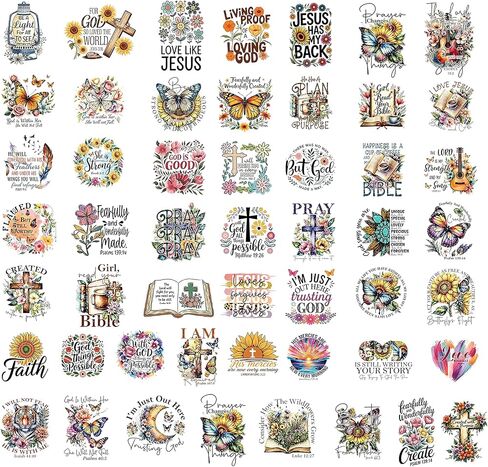 54PCS Christian Faith Stickers | Bible Verse & Inspiration Quotes | Waterproof Scrapbook Stickers for Prayer Boards, Vision Board, Journaling, Phonecase,Notebook,Water Bottle... in Kuwait
