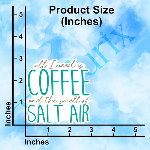 (3Pcs) All I Need is Coffee and The Smell of Salt Air Sticker Camping Beach Ocean Lover Stickers Decorative Waterproof Vinyl Decal for Tumbler Mug Laptops Water Bottle Notebook Phone Size 3x3 Inches in Kuwait