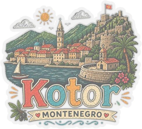 Hand Drawn Kotor Montenegro Sticker Travel Souvenir City Decal Gift in Kuwait