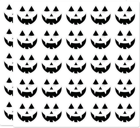 Scary Black Jack-o-Lantern Face Halloween 50 Pack 1 Inch Vinyl Stickers in Kuwait