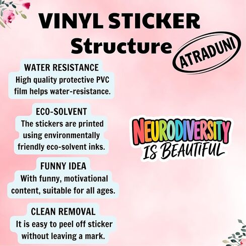 (3Pcs) Neurodiversity is Beautiful Stickers 3 Inch Autism Acceptance Rainbow Vinyl Decals for Water Bottles Laptops Tumblers Notebooks Phone Cases and Classrooms in Kuwait
