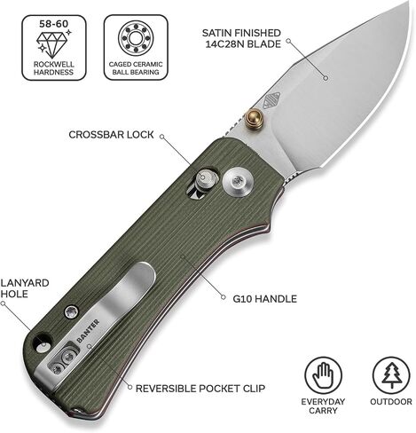 CIVIVI Small EDC Pocket Knife, 2.34" 14C28N Blade, Crossbar Lock C24074-1 in Kuwait