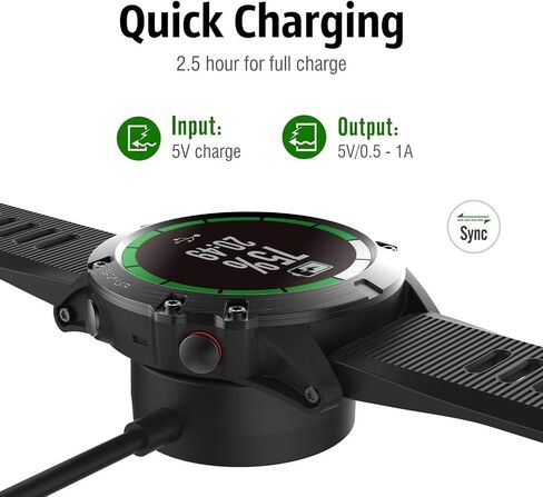 E ECSEM Compatible for Garmin Forerunner 70/ Forerunner 170 170 Music Watch Charger, 3.3FT Replacement USB-C Fast Charging Dock Stand in Kuwait