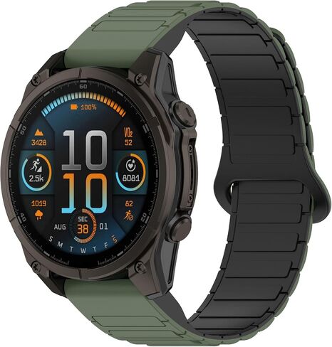VeveXiao Rugged Magnetic Silicone Strap Compatible with Garmin Fenix 8 43mm/Fenix 7s/Fenix 5S/Fenix 6S,20mm Quick Fit Strong Magnet link Silicone Sport Replacement Strap Men Women in Kuwait