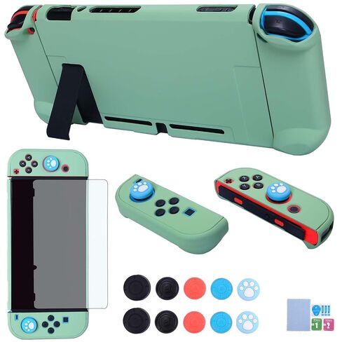 Dockable Case for Nintendo Switch - COMCOOL 3 in 1 Protective Cover Case for Nintendo Switch and Joy-Con Controller with Screen Protector and Thumb grips - Tea Green in Kuwait