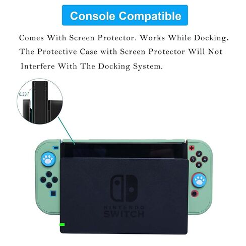 Dockable Case for Nintendo Switch - COMCOOL 3 in 1 Protective Cover Case for Nintendo Switch and Joy-Con Controller with Screen Protector and Thumb grips - Tea Green in Kuwait