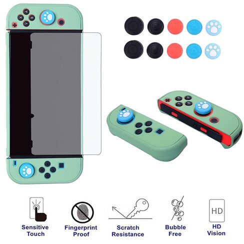 Dockable Case for Nintendo Switch - COMCOOL 3 in 1 Protective Cover Case for Nintendo Switch and Joy-Con Controller with Screen Protector and Thumb grips - Tea Green in Kuwait