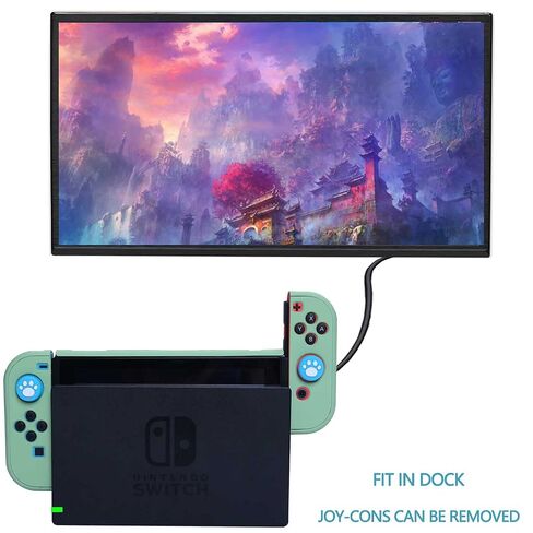 Dockable Case for Nintendo Switch - COMCOOL 3 in 1 Protective Cover Case for Nintendo Switch and Joy-Con Controller with Screen Protector and Thumb grips - Tea Green in Kuwait