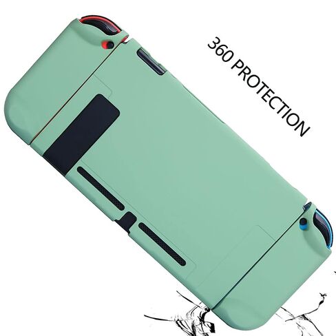 Dockable Case for Nintendo Switch - COMCOOL 3 in 1 Protective Cover Case for Nintendo Switch and Joy-Con Controller with Screen Protector and Thumb grips - Tea Green in Kuwait