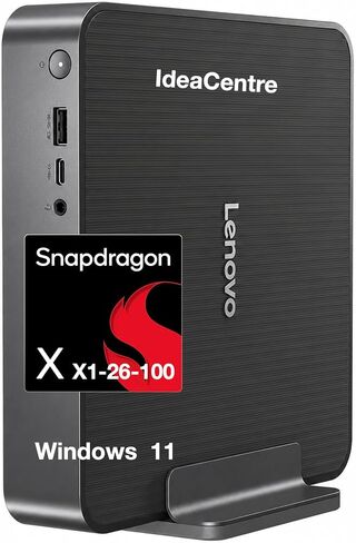 Lenovo IdeaCentre SDX126 Copilot + Mini Desktop (Qualcomm Snapdragon X X1-26-100, Qualcomm Adreno, 32GB LPDDR5X, 512GB SSD, WiFi 7, Bluetooth 5.4, 150W PSU, RJ-45, Win 11 Home) w/DKZ USB Port Expander in Kuwait
