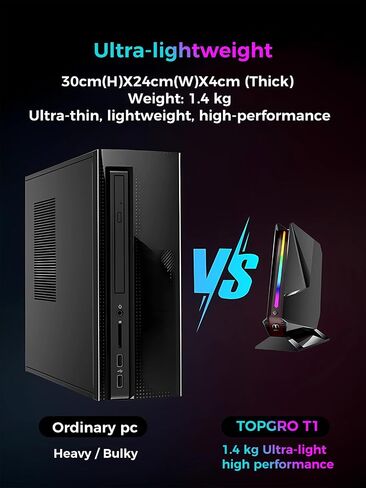 TOPGRO T1 Mini Gaming PC Core i9-12900H/RTX 3050Ti 8GB GDDR6, Mini Desktop Gaming Computer(14C/20T,Up to 5.0GHz) 32GB DDR4,1TB PCIe 4.0 SSD/RGB Lights/WiFi 6E/BT 5.3/HDMI 2.0/4K@60Hz/Win11 Pro in Kuwait
