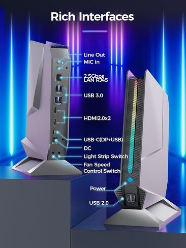TOPGRO T1-Pro Mini Gaming PC Core i7-13800H/RTX4060 8G GDDR6,Mini Gaming Computer 16GB RAM DDR5, 1TB PCIe4.0 SSD,Adjustable RGB Light,WiFi6E/BT5.3/2.5G LAN 4K@60Hz Win11 Pro Mini Desktop PC in Kuwait