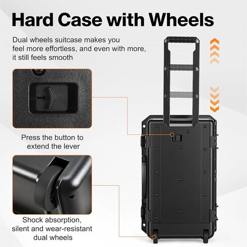 Camera Case 22.7" Waterproof Travel Rolling Drone Photo Kit Hard Case in Kuwait