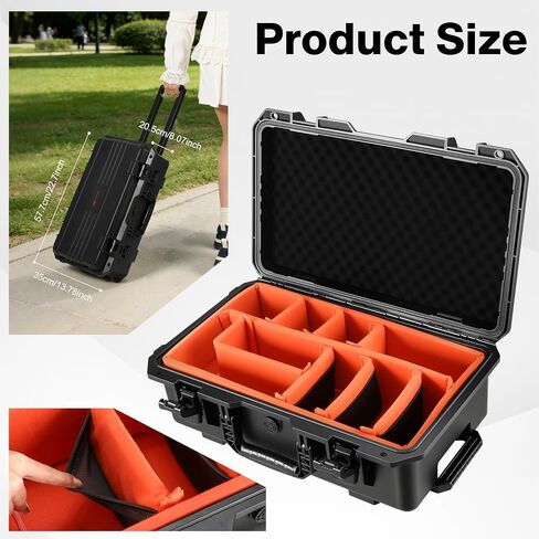 Camera Case 22.7" Waterproof Travel Rolling Drone Photo Kit Hard Case in Kuwait