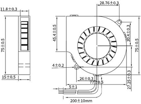 WN7015-12B 7cm 70mm Blower 70x70x15mm DC12V 0.15A 3500rpm Double Ball Centrifugal Turbo Cooling Fan for Humidifier Printer in Kuwait