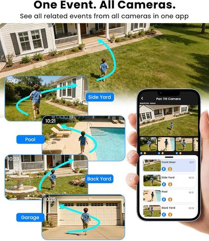 4K/8MP Solar Security Cameras Wireless Outdoor, Solar-Powered Home Security Camera System with Home Hud-300m Wifi Coverage 64GB TF Card-No Subscription, 5G/2.4G WiFi, Works in -14°F Cold,Auto Tracking in Kuwait