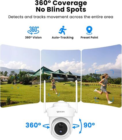 4K/8MP Solar Security Cameras Wireless Outdoor, Solar-Powered Home Security Camera System with Home Hud-300m Wifi Coverage 64GB TF Card-No Subscription, 5G/2.4G WiFi, Works in -14°F Cold,Auto Tracking in Kuwait