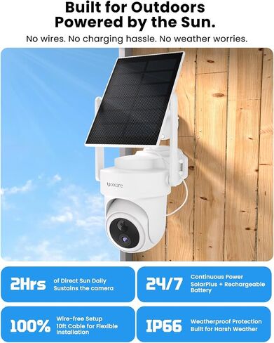4K/8MP Solar Security Cameras Wireless Outdoor, Solar-Powered Home Security Camera System with Home Hud-300m Wifi Coverage 64GB TF Card-No Subscription, 5G/2.4G WiFi, Works in -14°F Cold,Auto Tracking in Kuwait