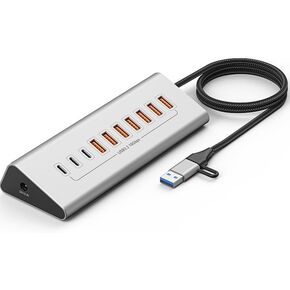 10-Port 60W Powered USB 3.2 Hub, Aluminum 10Gbps USB Hub for Laptop, PC in Kuwait