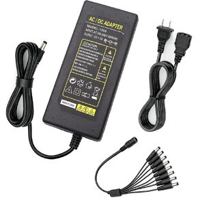 3-Prong Security Camera Power Adapter,12V 5A 100V-240V Camera Power Adapter 8-Way Power Splitter Cable for CCTV/Camer/DVR (Pack of 2) in Saudi Arabia