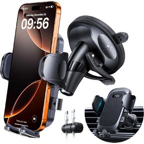 [Military-Grade Anti-Shake & 360° Rotatable Suction] 2026 Upgraded Car Phone Holder Mount【90+LBS Safest Strongest & Patent Cert】Dashboard Windshield Vent for iPhone 17 16 Pro Max Samsung, Jet Black in Saudi Arabia