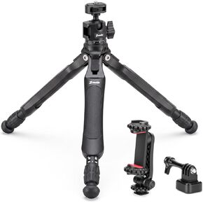 Zeadio Camera Tripod Kit, 3-Stage Height Adjustable Tripod with 360° Ball Head Mount, Phone Holder & Action Camera Adapter – for Vlogging/Travel/Recording/YouTube/Filming/Vlogs etc in Kuwait
