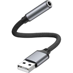 USB to 3.5mm Jack Audio Adapter External Stereo Sound Card, USB A to Audio Aux Compatible with PS4 PS5 Headphone Speaker Mac Linux PC Laptop Desktops in Saudi Arabia