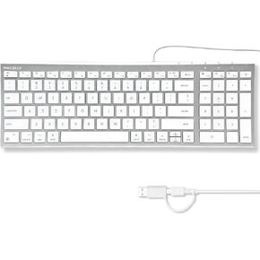 Macally Compact Wired Keyboard for Mac with Number Pad, Dual USB-C + USB-A, Silver in Saudi Arabia