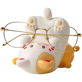 Cute Cat Glasses Holder for Desk Cat Mobile Phone Holder Stand Resin Spectacles Holder Shelf for Office Home Bracket Nightstand Home Office Decor in Kuwait
