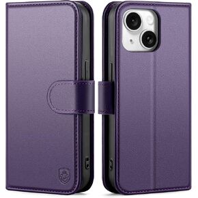 حافظة محفظة لهاتف iPhone 15 Pro مع حامل بطاقة، أرجواني in Kuwait