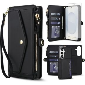 Asuwish Phone Case for Samsung Galaxy S26 5G Wallet Cover Compatible with Magsafe RFID Screen Protector Crossbody Lanyard Strap Flip Card Holder Slot Zipper Cell Purse S 26 26S G5 SM-S942U Black in Kuwait