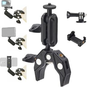 Camera Clamp, Camera Mount with 360° Double Ball Head Magic Arm, 1/4"-20 Thread Adapter Compatible with Phone, DSLR, Action Camera, GoPro, LED Light, Monitor in Saudi Arabia