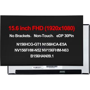 N156HCA-E5B E5A 15.6 inch FHD 1920x1080 eDp 30 Pins IPS Slim Non-Touch LED Screen LCD Display Panel N156HCG-GT1 NV156FHM-N52 NV156FHM-N63 NV156FHM-N4V N4H N4L N4T B156HAN09.1 02.5 (No Tabs) in Saudi Arabia