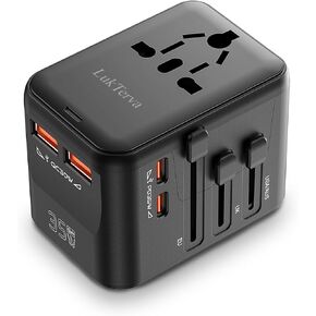 All-in-One 35W Quick Charging Universal Travel Adapter with 4 Ports (2 USB-C + 2 USB-A) - Worldwide Plug Converter for USA, EU, UK, AUS | Compact Power Adapter for International Travel​ in Kuwait