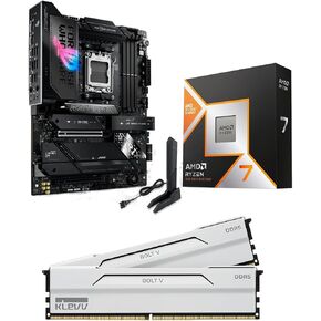 Micro Center CPU Motherboard Memory Combo: AMD Ryzen 7 9800X3D CPU Processor + ASUS ROG Strix X870E-E R2 Gaming WiFi Motherboard + KLEVV Bolt V DDR5 32GB (2x16GB) 6000MHz CL28 Desktop Ram Memory White in Kuwait
