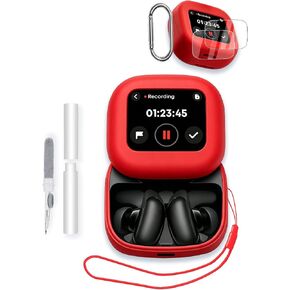 Case for Anker Soundcore Liberty 5 Pro MAX Earbuds, Soft Silicone Protective Portable Scratch Shock Resistant with 2pack Screen Protector &Cleaner Kit & Carabiner & Lanyard,Red in Kuwait