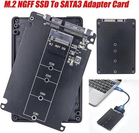 M.2 NGFF (SATA) to SATA III Adapter Card - Premium MCA556 Aluminum Enclosure for 2280 SSDs, Easy Installation, High-Speed 6Gbps Transfer in Kuwait