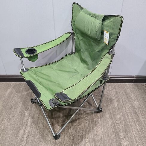 Pcushome Outdoor Furniture, Folding Camping Chair, Portable Outdoor Lawn Chair with Cup Holder & Headrest, Heavy‑Duty Collapsible Chair for Camping Beach Picnic in Kuwait