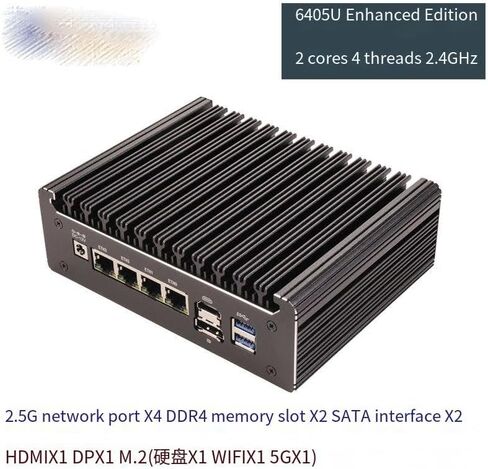 Small Form PC Office Home Business/Desktop Computer 6405U Processor NO RAM NO PCIE3.0x4 SSD,Fanless Mini PC with Quad 2.5G LAN ,Support 4K Triple Display/HDMI+DP+Type-C/2 SATA3.0/WiFi/5G/SIM card slot in Kuwait