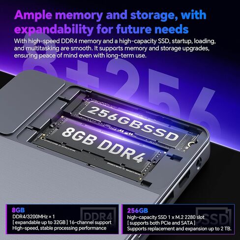 Mini PC 5.7" Touchscreen Handheld Computer, 8GB RAM 256GB SSD, N95 up to 3.4GHz, Win 11, Backlit Keyboard, WiFi6 BT5.2, Dual Type-C, HDMI 2.1 DP, Small Portable PC in Kuwait