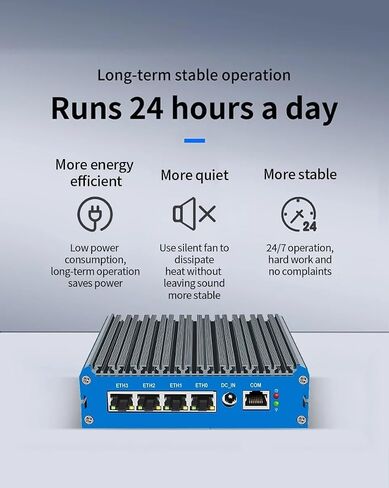Fanless Mini PC J6412 with DDR4 M.2 Nvme 4*i226 2.5G LAN,8G RAM 128G SSD in Kuwait