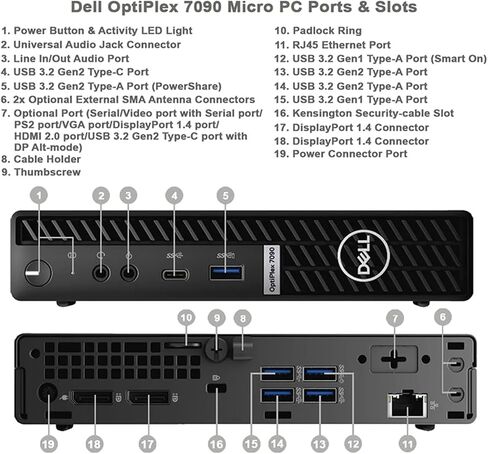 Dell OptiPlex 7090 Micro PC Desktop Computer| Intel Core i5-10600T - 256GB SSD - 16GB RAM | WiFi, BT, Windows 11 Pro (Renewed) in Kuwait