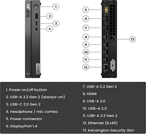 Lenovo ThinkCentre 50q Business Mini Desktop Computer, Intel Core i5 (Up to 4.60GHz), 16GB RAM, 512GB PCIe SSD, WiFi 6, Windows 11 Pro (Renewed) in Kuwait