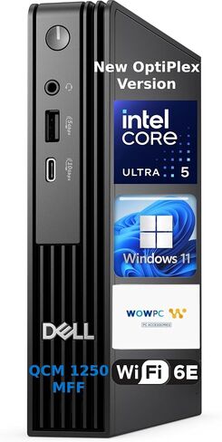Customized Dell Pro Micro QCM1250 Mini Desktop, New OptiPlex AI PC for Business, Intel 14-Core Ultra 5 235T, 32GB DDR5 1TB SSD, Up to 64GB RAM 4TB SSD, Dual 4K Display Support, USB-C, Win11Pro in Kuwait
