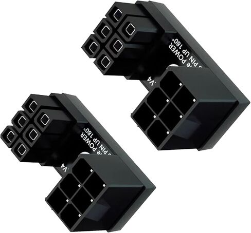 Poyiccot U Type 180 Degree ATX 8Pin Male to Female GPU Graphics Card Power Header Connector Adapter for Desktops Graphics Card (Up Angle), 2pcs in Kuwait