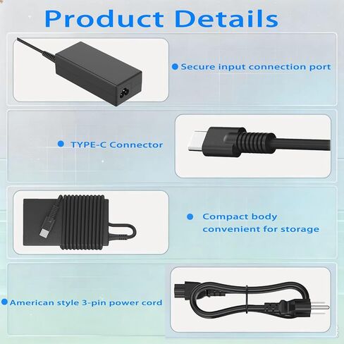 65W 20V 3.25A USB-C Charger for HP L65505-003 L67440-001 TPN-LA23 in Kuwait