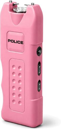 POLICE Stun Gun for Self Defense 628 – High Voltage Mini Rechargeable with LED Flashlight & Siren Alarm – Compact & Heavy Duty – Personal Security for Women – Pink in Kuwait