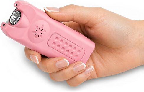 POLICE Stun Gun for Self Defense 628 – High Voltage Mini Rechargeable with LED Flashlight & Siren Alarm – Compact & Heavy Duty – Personal Security for Women – Pink in Kuwait