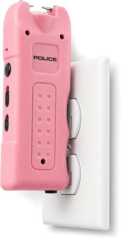 POLICE Stun Gun for Self Defense 628 – High Voltage Mini Rechargeable with LED Flashlight & Siren Alarm – Compact & Heavy Duty – Personal Security for Women – Pink in Kuwait